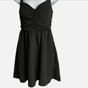 (Lily Rose) Runched Smocked Waist Halter Skater Dress